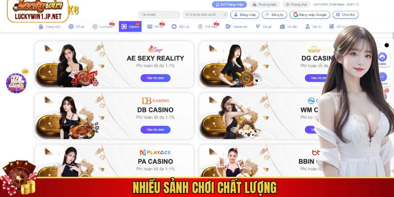 Nhiều sảnh chơi chất lượng
